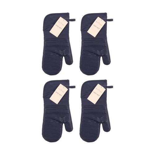 4PK Bas Phillips Essentials Cotton Oven Mitt Kitchen Linen Blue 18x36cm