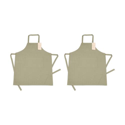 2PK Bas Phillips Essentials Cotton Kitchen Apron Plain Adjustable Neck Sage