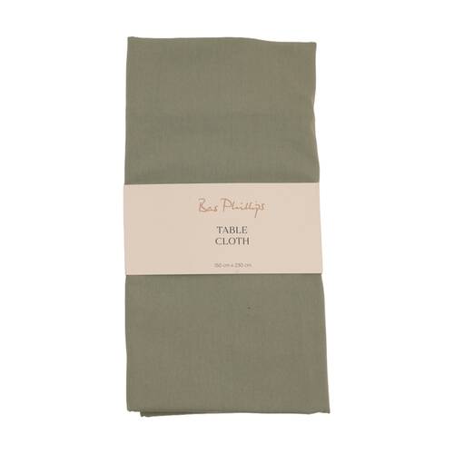 Bas Phillips Essentials Cotton Table Cloth W/ Piped Edge Sage MED 150x230cm