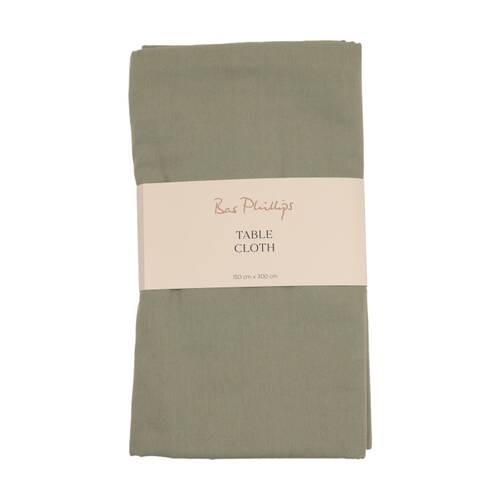 Bas Phillips Essentials Cotton Table Cloth W/ Piped Edge Sage Large 150x300cm