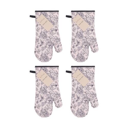 4PK Bas Phillips Printed Linen Looks Oven Mitt Kitchen Accessory Blue Birds