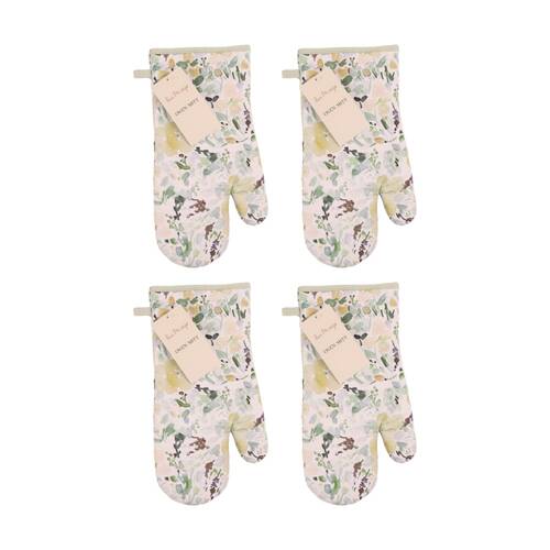 4PK Bas Phillips Printed Linen Looks Oven Mitt Kitchen Textiles Green Wonderland