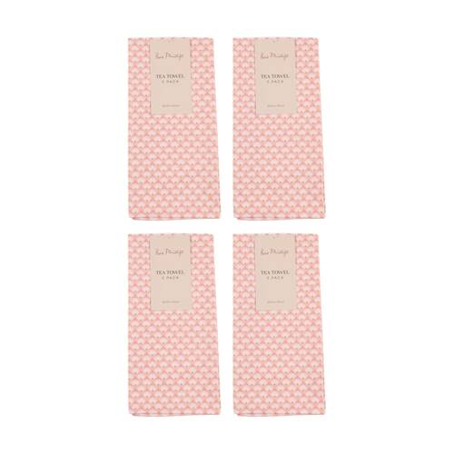 4x 2pc Bas Phillips Printed Linen Looks Tea Towel Set Cotton Daisy