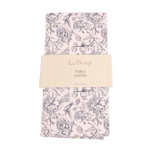Bas Phillips Printed Linen Looks Table Cloth Blue Birds Large 140x300cm