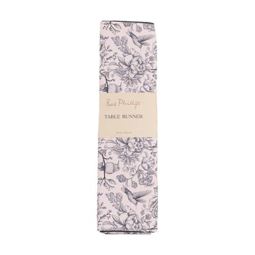 Bas Phillips Printed Linen Looks Table Runner Blue Birds Small 35x150cm
