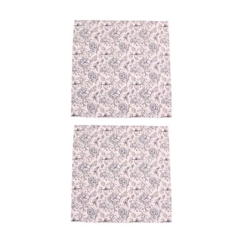 2x 4pc Bas Phillips Printed Linen Looks Napkin Set Cotton Blue Birds 45cm