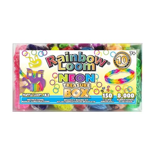 Rainbow Loom Treasure Box Neon Bracelet Bands Kit Craft Set 8152pc