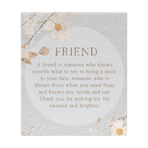2PK Splosh Rustic Meadow Friend Verse Ceramic Plaque Beige 12x14cm W/ Stand/Hook