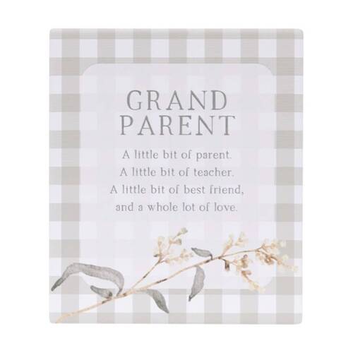 2PK Splosh Rustic Meadow Grandparent Verse Ceramic Plaque 12x14 W/ Stand & Hook