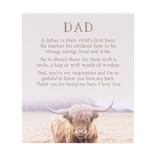Splosh Rustic Meadow Dad Verse Ceramic Plaque Beige 12x14cm W/ Stand & Hook