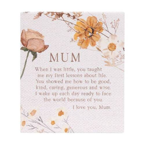 Splosh Rustic Meadow Mum Verse Ceramic Plaque Beige 12x14cm W/ Stand & Hook
