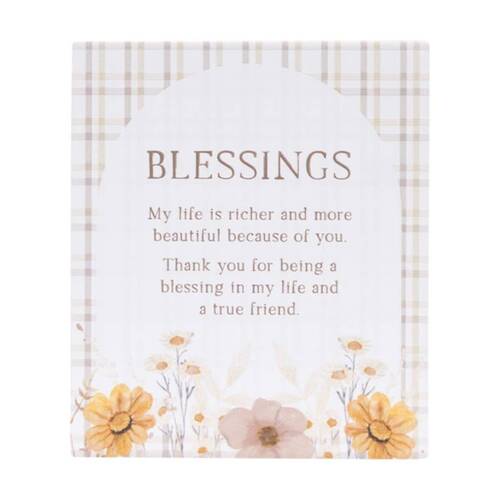 Splosh Rustic Meadow Blessings Verse Ceramic Plaque Beige 12x14 W/ Stand & Hook