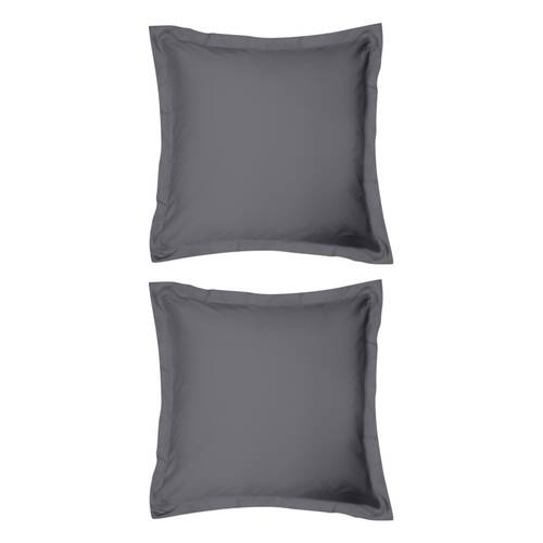 2x Odyssey Living Breathe Cotton European Pillowcase 65cm x Charcoal