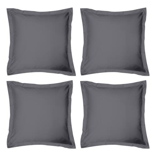 4x Odyssey Living Breathe Cotton European Pillowcase 65cm x Charcoal