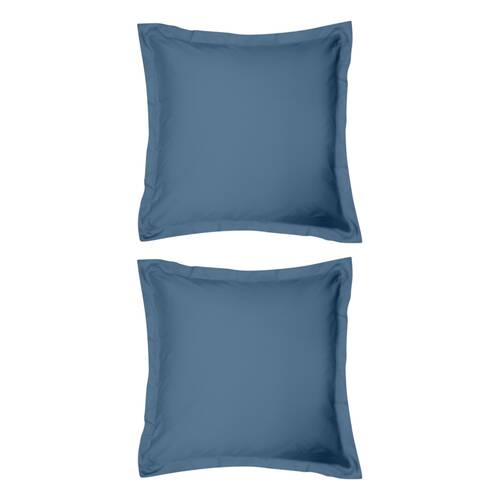 2x Odyssey Living Breathe Cotton European Pillowcase 65cm x Marine Blue