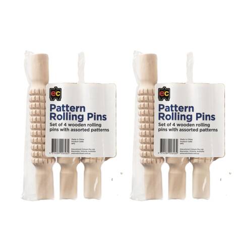 2x 4pc Educational Colours Pattern Paint Rolling Pins Set Kids Art/Craft