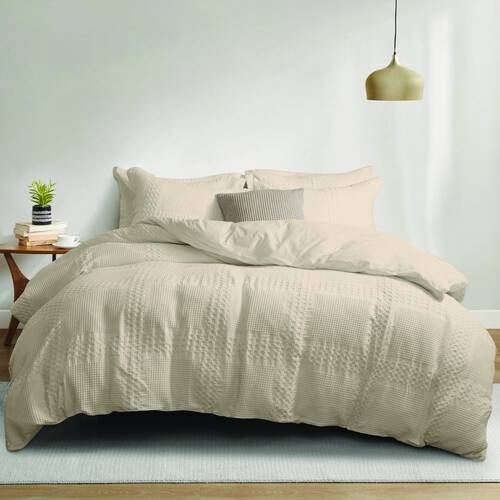Bas Phillips Berkshire Cotton Waffle Duvet/Quilt Cover Set Birch