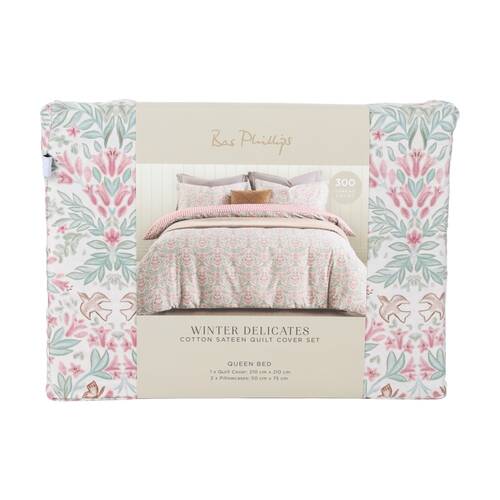 3pc Bas Phillips Quilt Cover/Pillowcases Bedding Set Winter Delicates