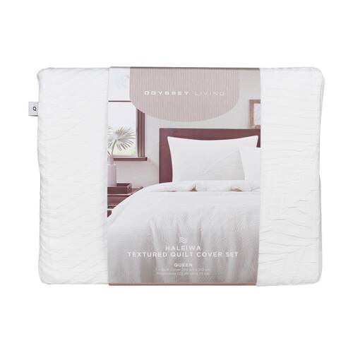 3pc Odyssey Living Haleiwa Textured Quilt Cover & Pillocase Set White