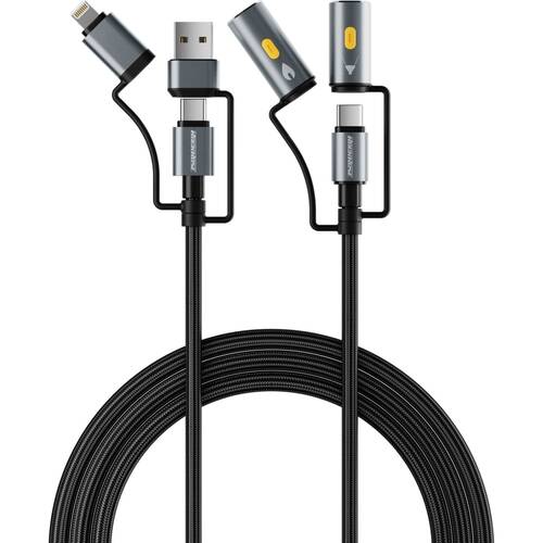 Rockrose Hercules Reign 100W Max 6-In-1 Fast Charging Cable Grey 1m
