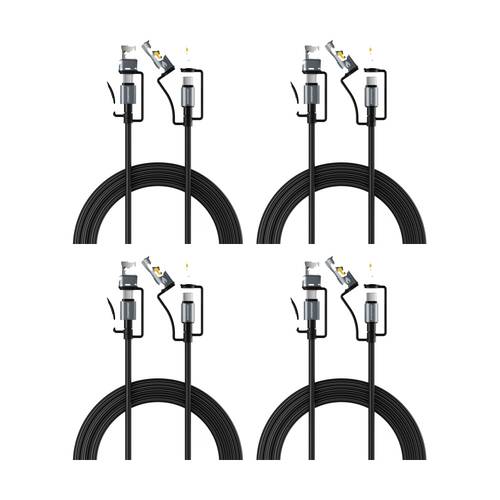 4PK Rockrose Hercules Reign 100W Max 6-In-1 Fast Charging Cable Grey 1m