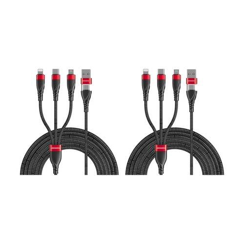 4PK Rockrose Hercules Movefree 3A Max 5-In-1 Fast Charging Cable USB-A USB-C 1m