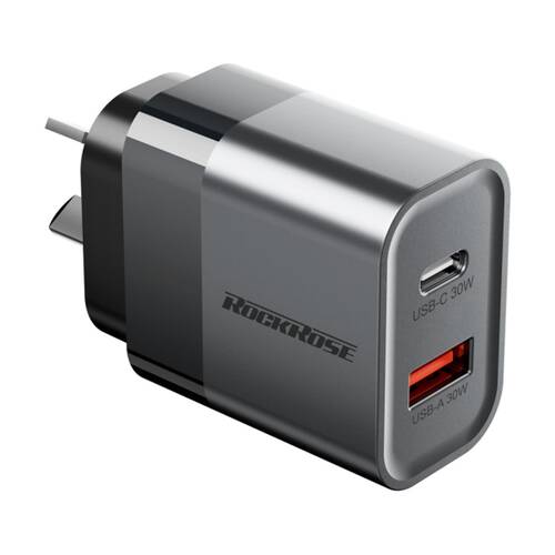 Rockrose Infinito G30 Dual Port 30W PD QC Fast Charging Power Adapter