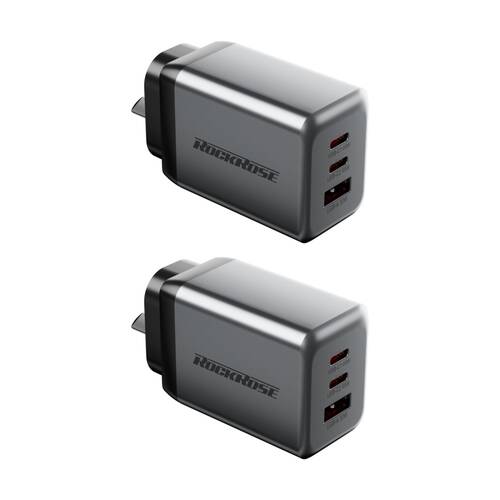 2PK Rockrose Infinito G65 3-Port 65W GaN PD QC Fast Charging Power Adapter