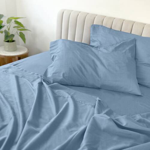 Odyssey Living Bamboo Blend Home Bedding Sheet Set w/Pillowcase Sterling Blue
