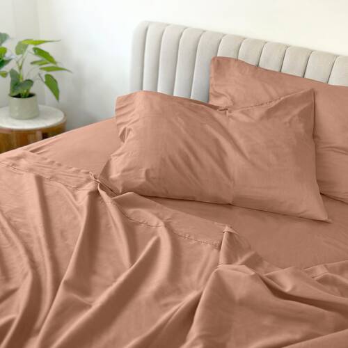 Odyssey Living Bamboo Blend Home Bedding Sheet Set w/Pillowcase Clay