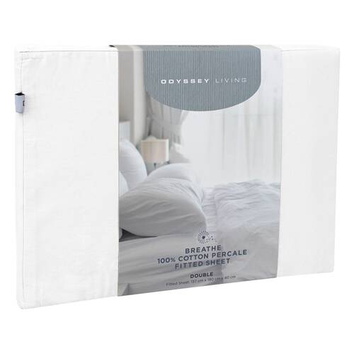 Odyssey Living Breathe Cotton Fitted Home Bedding Sheet Snow
