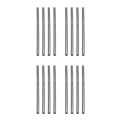 4x 4pc R.S.V.P. Stainless Steel Reusable Mini Drink Straws Set Silver 12.7cm