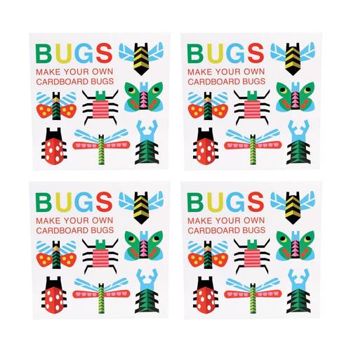 4x 10pc Rex London Cardboard Make Your Own Bugs Craft Kit Sheets Kids 3y+