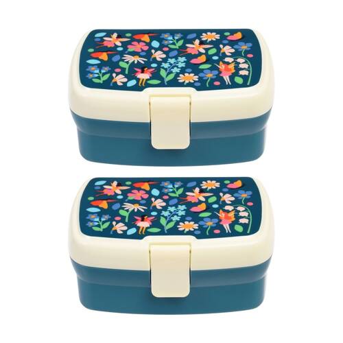 2PK Rex London Kids Fairy Lunch Box W/ Removable Tray & Multiple Compartments
