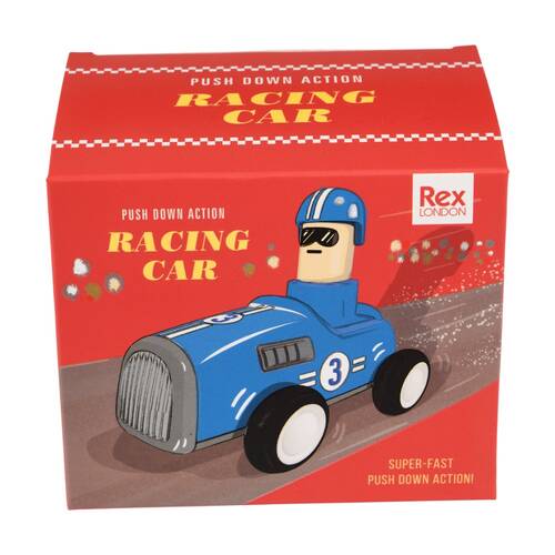 Rex London Kids Toy 3y+ Push Down Action Racing Car Battery-Free Blue