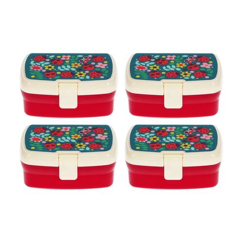 4PK Rex London Lunch Box Ladybird Design Kids Food Storage 3y+ 17x13x7.5cm