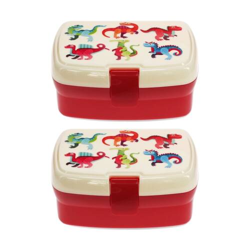 2PK Rex London Lunch Box Baby Dinosaur Two-Compartment Kids Food Storage 3+