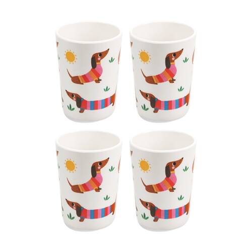4PK Rex London Melamine Beaker Sausage Dog Design 200ml Toddler Cup Drinkware