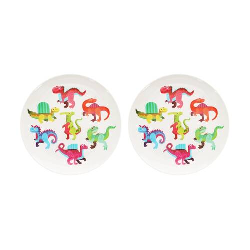 2PK Rex London Melamine Plate Baby Dinos Durable Food Dining Serveware 21.5cm