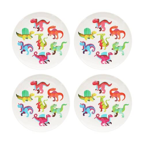4PK Rex London Melamine Plate Baby Dinos Durable Food Dining Serveware 21.5cm