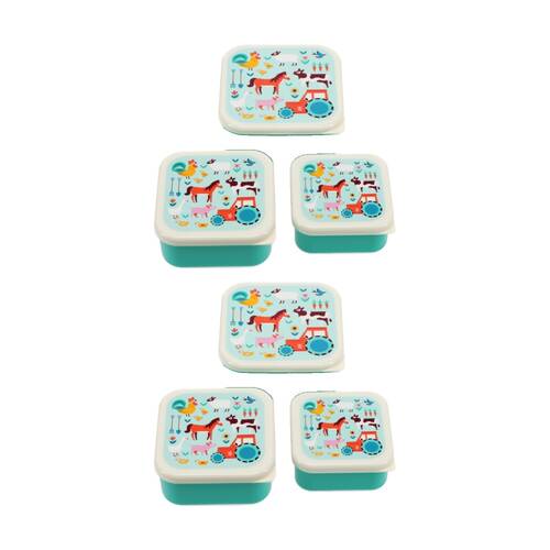 2x 3pc Rex London Snack Box Set Farmyard Nesting Lunch Boxes Assorted Sizes