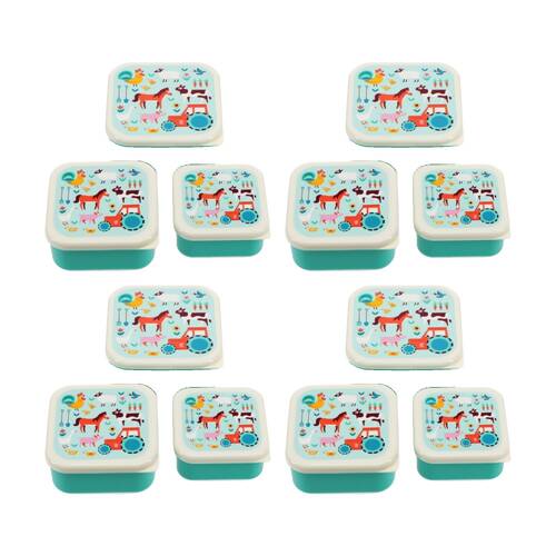 4x 3pc Rex London Snack Box Set Farmyard Nesting Lunch Boxes Assorted Sizes