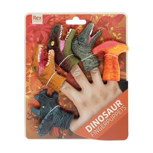 5pc Rex London Kids 3y+ Animal Finger Puppets Dinosaur Imaginative Play