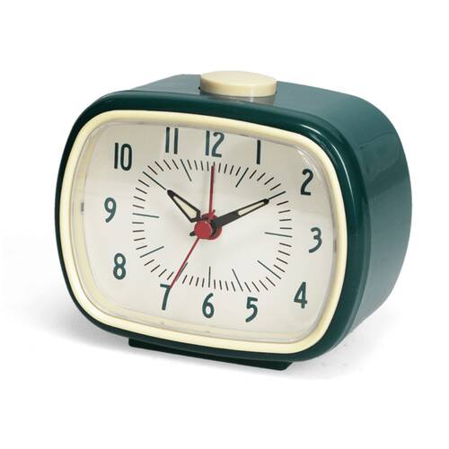Rex London Retro Alarm Clock With Glow-In-The-Dark Hands Petrol Blue