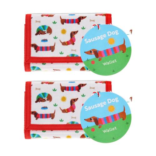 2PK Rex London Kids 3y+ Tri-Fold Child Wallet Sunny Sausage Dog Design