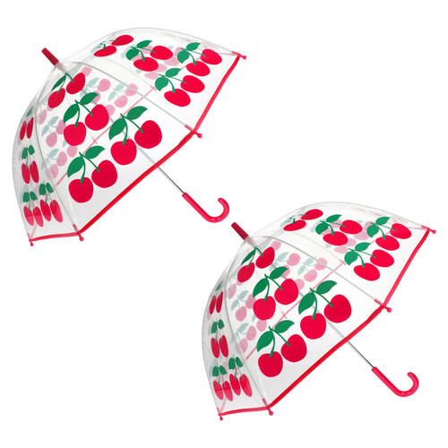 2PK Rex London Child Umbrella Lightweight Rain Accessory Transparent Cherry