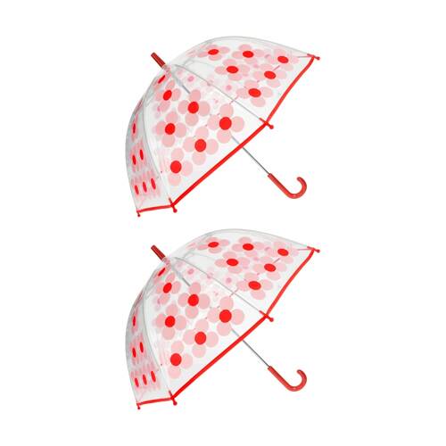 2PK Rex London Child Umbrella Lightweight Rain Accessory Transparent Pink Daisy