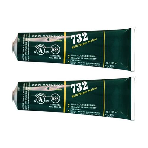 2PK Dow Corning 139Ml Silastic Silicone White 732 Multi Sealant