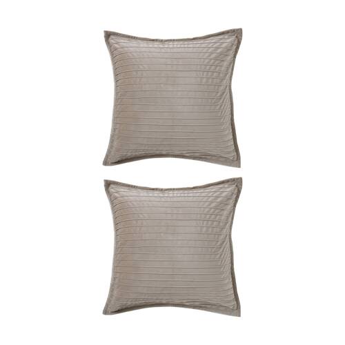 2PK Bianca Saphira Beige/Brown Latte Velvet European Pillowcase 65x65cm