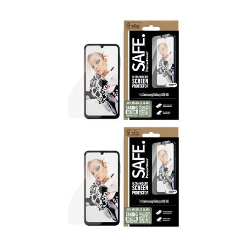 2PK Panzer SAFE by UtraWide Fit SP - Samsung A26 5G Durable Device Shield Clear